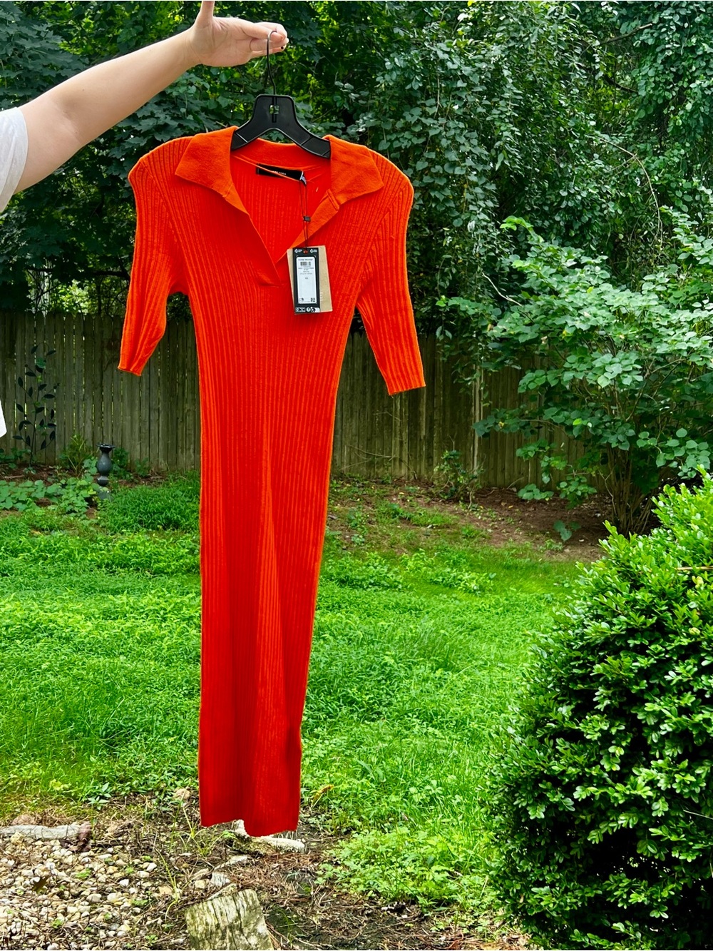 Vero Moda Orange Ribbed Polo Collar Maxi Dress NWT XS